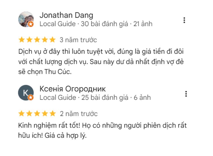 Đánh giá từ khách hàng