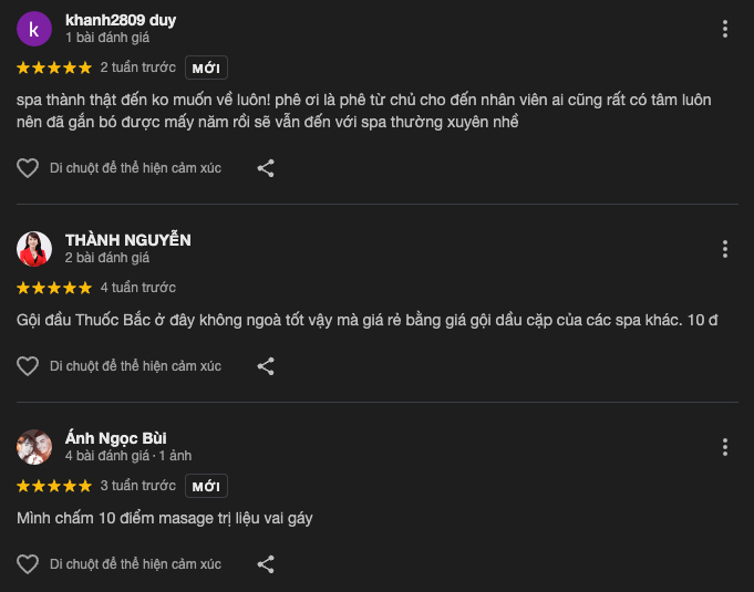 Đánh giá về Thành Spa