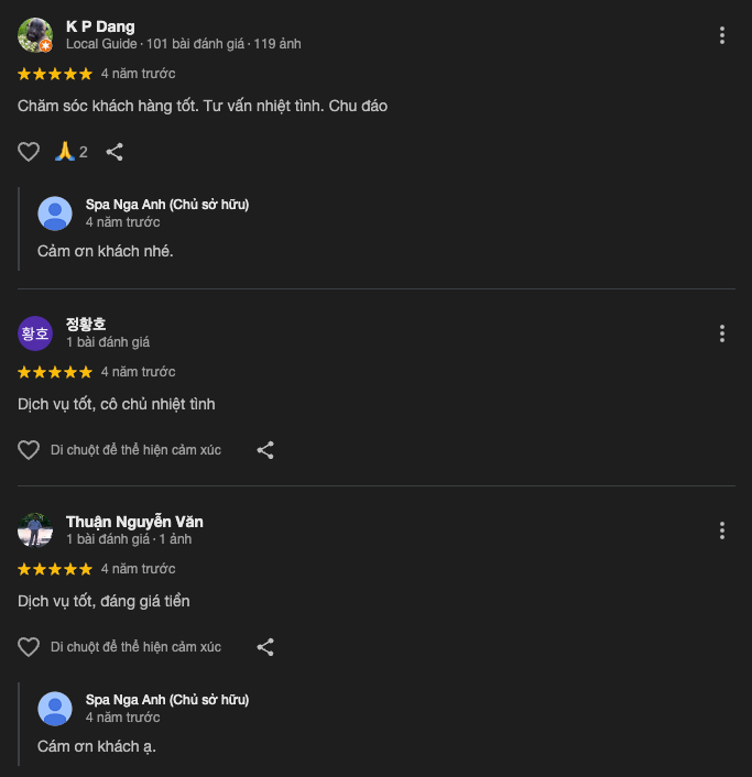 Đánh giá về Spa Nga Anh