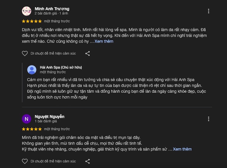 Đánh giá về Spa Hải Anh
