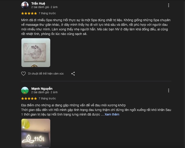 Đánh giá về Hồi Spa