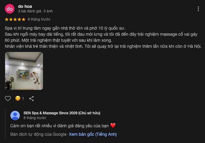 Đánh giá về SEN Spa & Massage Since 2009