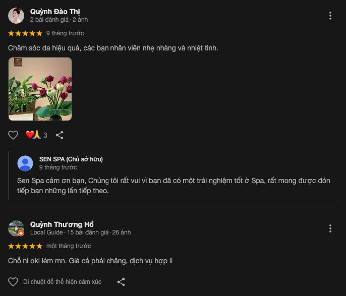 Đánh giá về SEN Spa