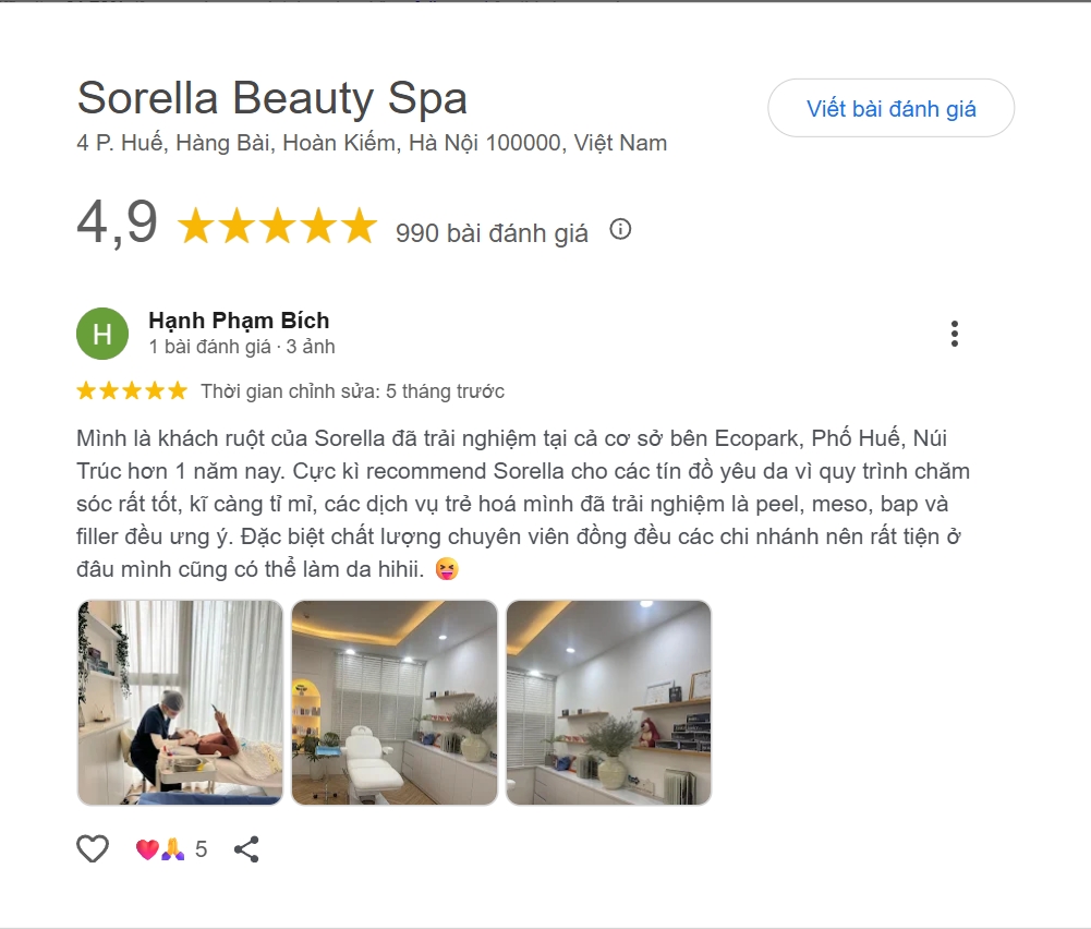 Đánh giá về Sorella Beauty Spa