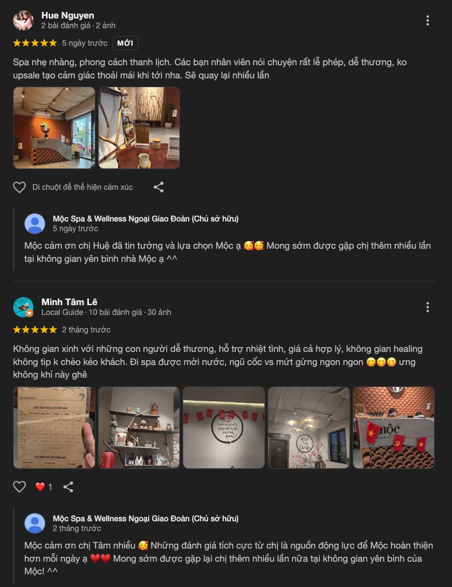 Đánh giá về Mộc Spa & Wellness
