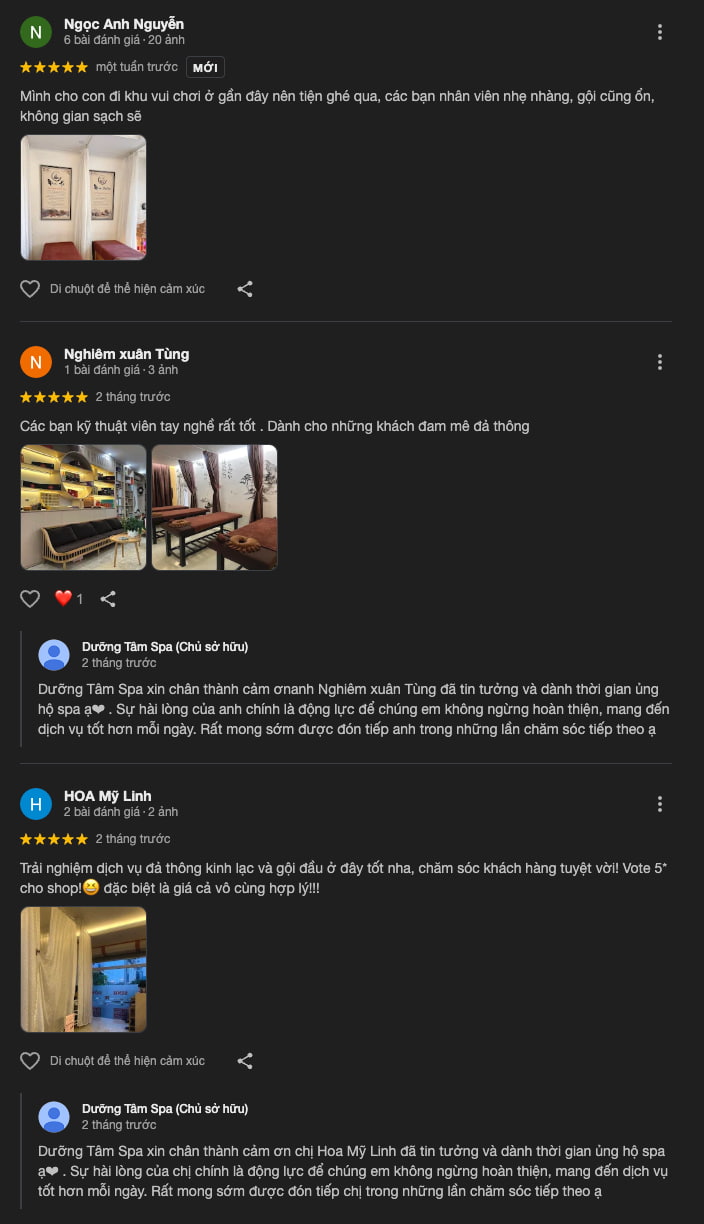 Đánh giá về Dưỡng Tâm Spa